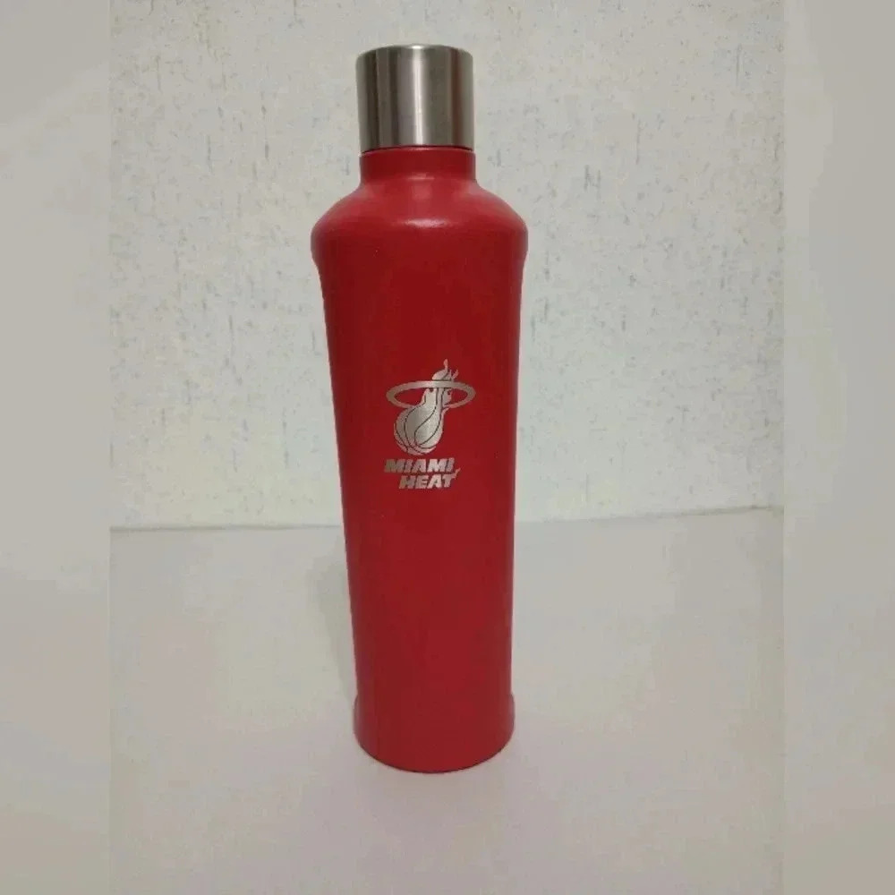 Miami Heat Red Tumbler Thermos Stainless Steel Travel Mug Basketball 12" Tall
